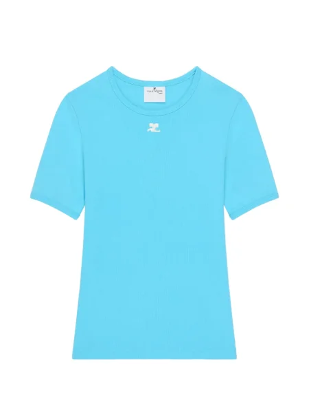 Tricou Courreges cu broderie albastru