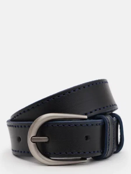 Кожаный ремень Borsa Leather с ремешками черный