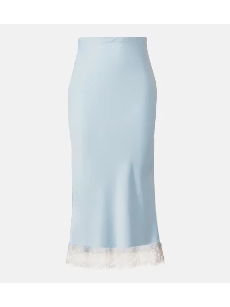 Satynowa spódnica midi Faithfull niebieska