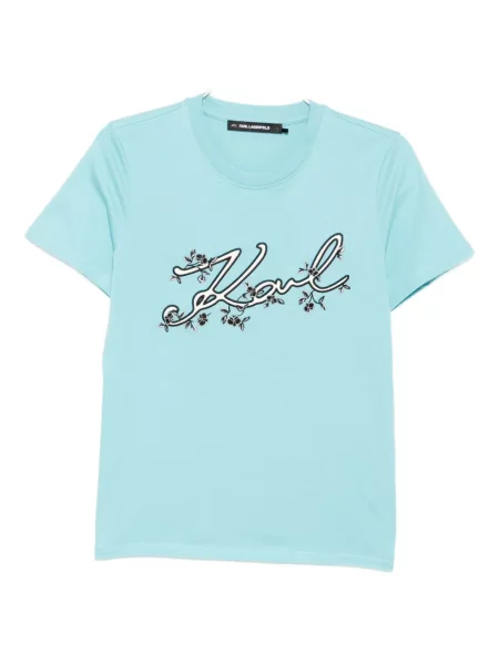 Tricou Karl Lagerfeld cu broderie albastru