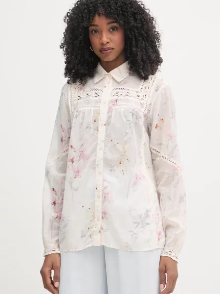 Fracomina koszula z wiskozą beżowa