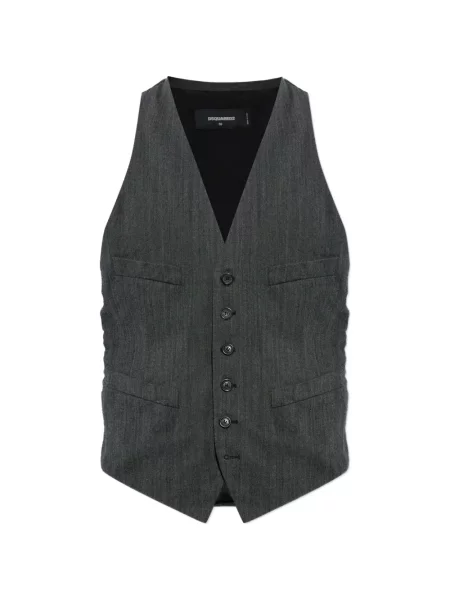 Vestă Dsquared2 cu model herringbone gri