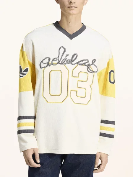 Adidas Originals Koszulka Z Długim Rękawem Originals Hockey Z Siateczki beige beżowa
