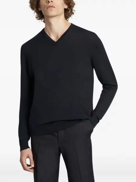 Pulover Kiton cu decolteu în V negru