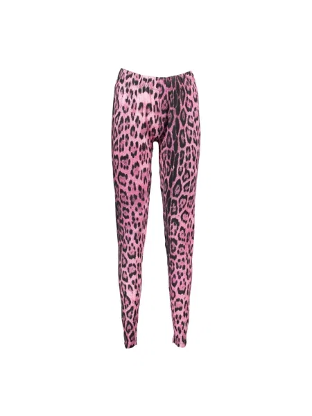 Legginsy Cavalli Class z nadrukiem różowe
