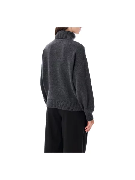 Sweter Sessun wełniany z wysokim kołnierzem szary