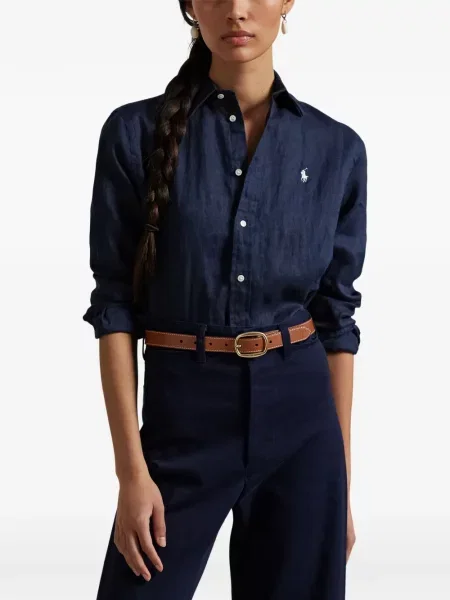 Fleece polo Polo Ralph Lauren με κέντημα με λαιμόκοψη v κόκκινο
