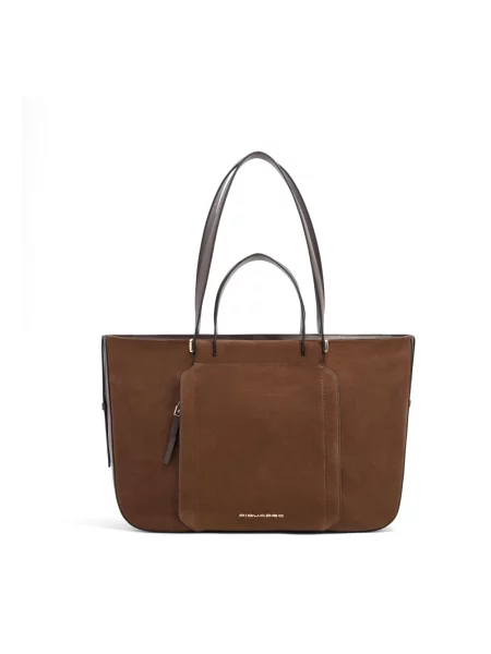 Shopperka Piquadro skórzana brązowa