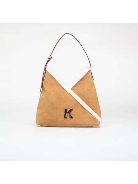 Semišová shopper kabelka Karl Lagerfeld Jeans hnědá