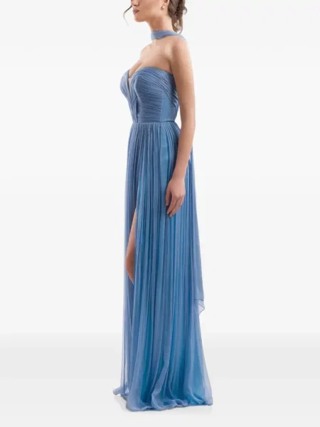Rochie maxi Imroska fără bretele albastru