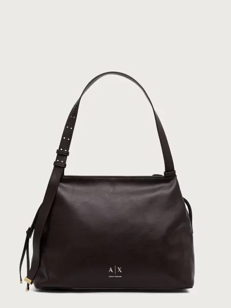 Geantă shopper Armani Exchange din piele maro
