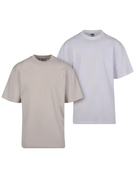 Urban Classics Tricou gri taupe alb
