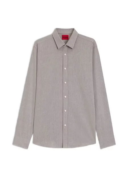 Lung cămașă Hugo cu model herringbone maro