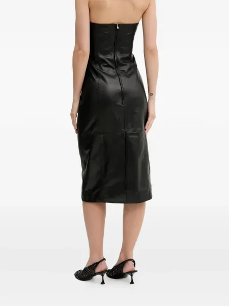 Rochie midi Iro din piele până la genunchi de costum negru