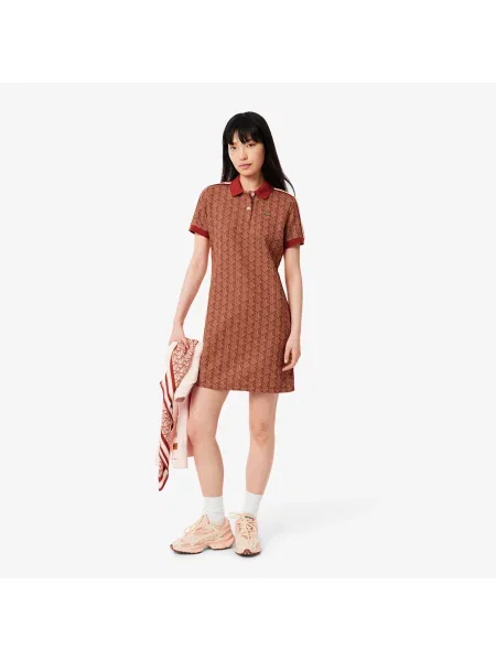 Lacoste сукня Monogram коричнева