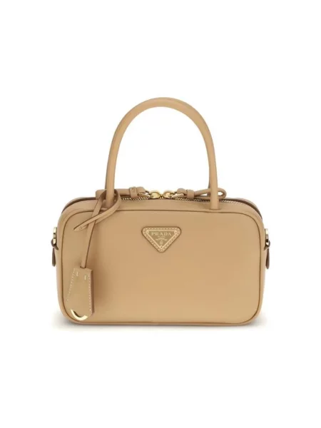 Torebka skórzana Prada skórzana beżowa