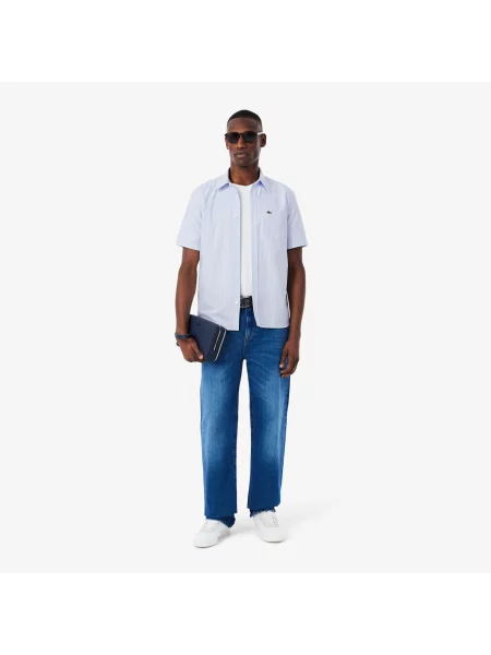Lacoste Koszula Oxford O Regularnym Kroju Z Krótkim Rękawem niebieski