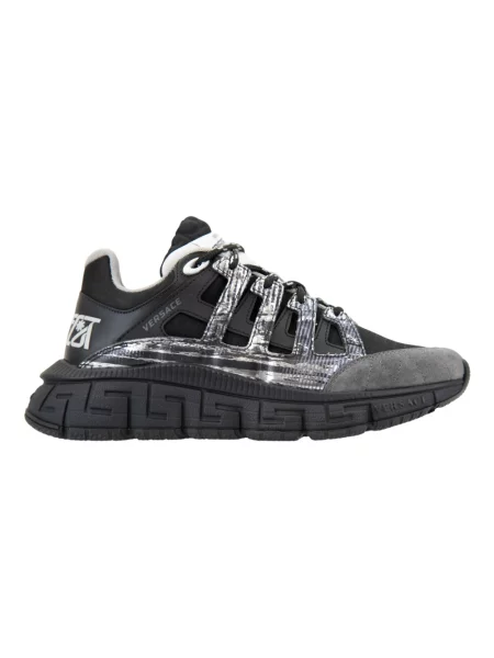 Sneakersy Versace zamszowe wiązane czarne