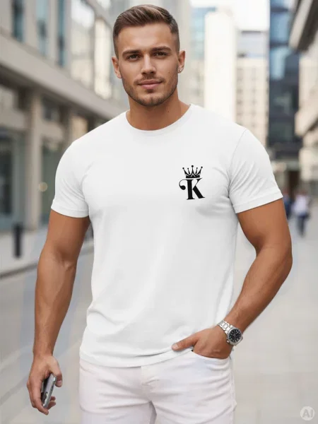 T-shirt z minimalistycznym nadrukiem biały