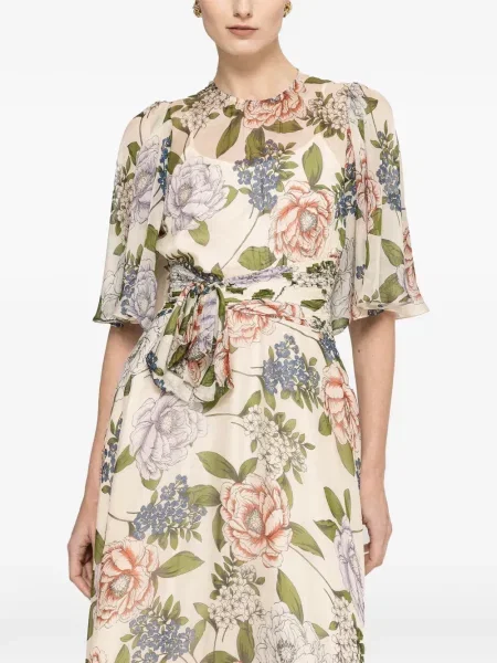 Rochie Nissa de mătase cu model floral cu imagine