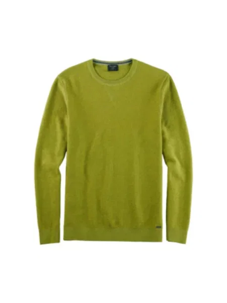 Sweter Olymp z dekoltem w serek zielony