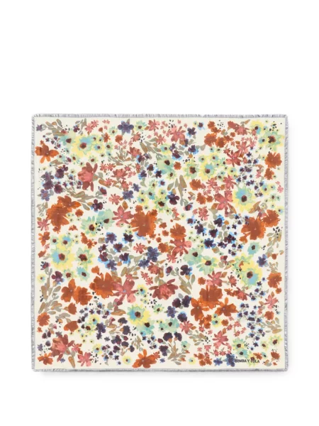 Fular Bimba Y Lola cu franjuri cu model floral alb