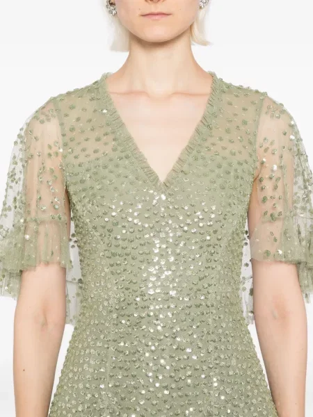 Rochie Needle & Thread cu paiete de costum verde