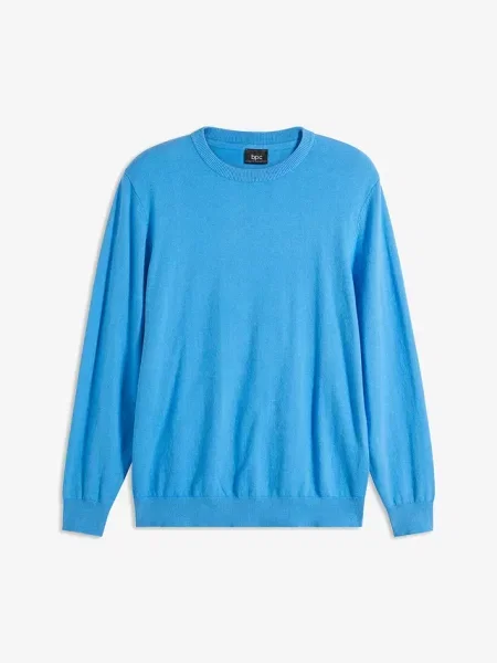 Cienki sweter o kroju regular fit niebieski