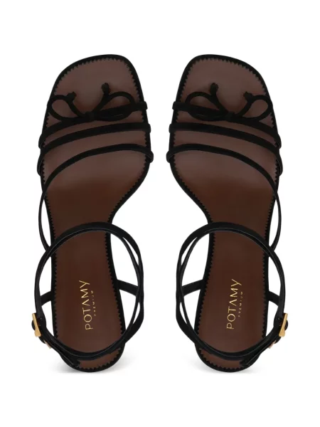 Sandale Potamy cu funde din piele de căprioară negru