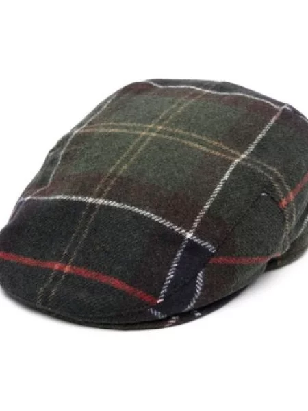 Căciulă Barbour în carouri fără toc verde