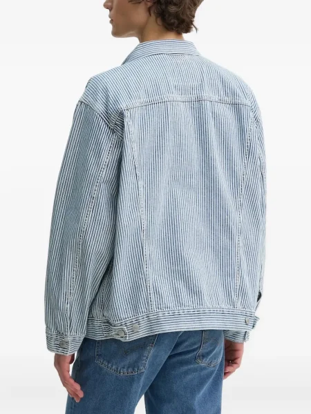 Proste jeansy Levi's 501 w paski ze stretchu dzwony niebieskie