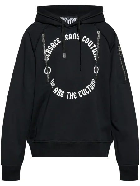 Hanorac cu glugă Versace Jeans Couture cu imagine negru