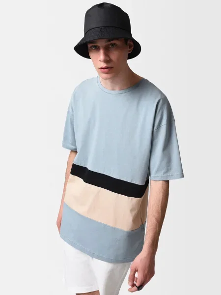 Antioch Tricou bej / albastru negru