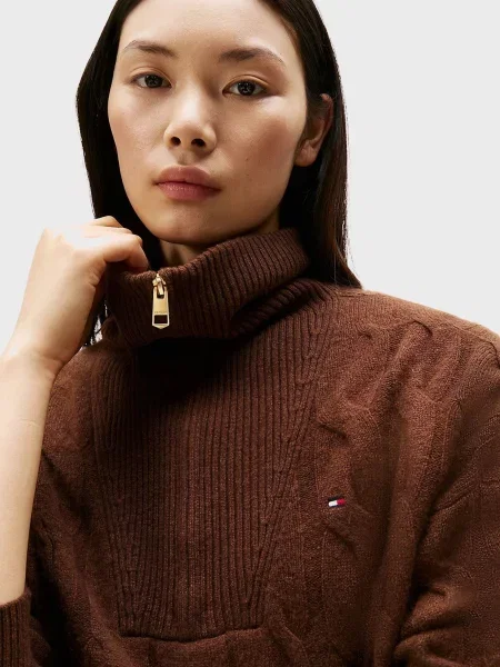 Вовняний светр Tommy Hilfiger без кісточок коричневий