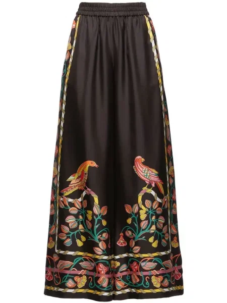 Pantaloni palazzo La Doublej cu talie înaltă negru