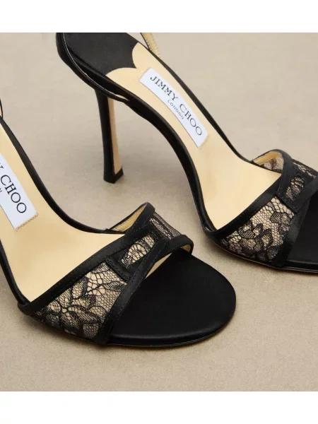 Sandale Jimmy Choo din dantelă negru