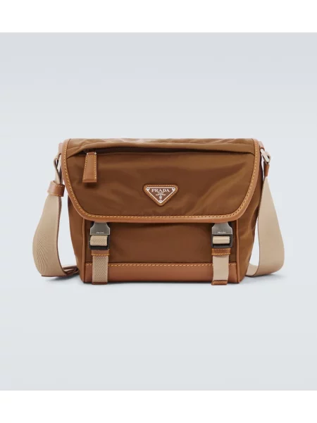 Usnjena torba Prada rjava