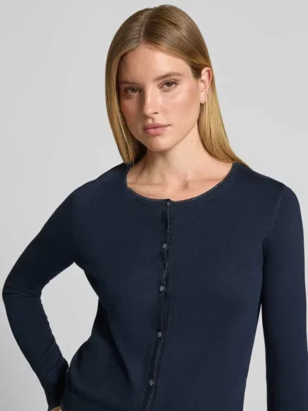 Kardigan o kroju slim fit z mieszanki model MAGLIA APERTA' Liu Jo White granatowy