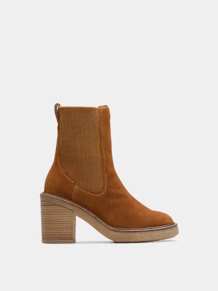 Замшевые ботинки челси Clarks коричневые