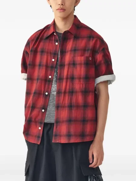 Scurt cămașă Tomboy în carouri roșu