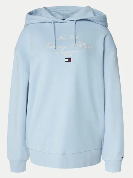 Tommy Hilfiger Bluză Modern Script Graphic celest albastru