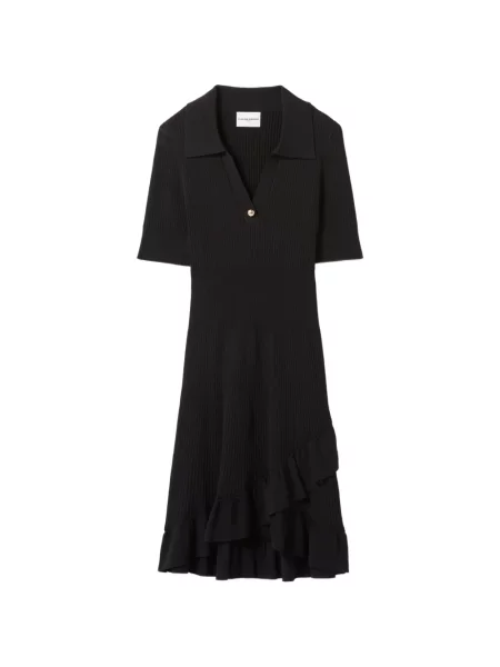 Rochie Claudie Pierlot tricotate cu volane de costum negru