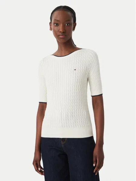 Tommy Hilfiger T-shirt swetrowy beżowa