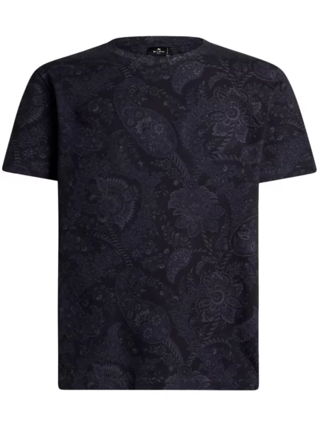 Tricou Etro cu imagine din jerseu cu model paisley albastru