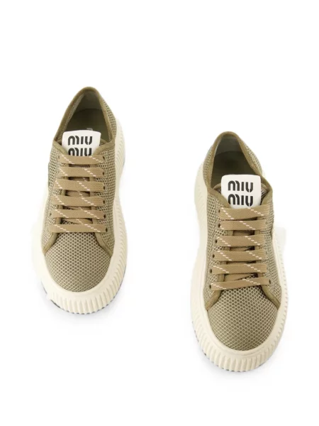 Sneakerși Miu Miu cu platformă plasă maro