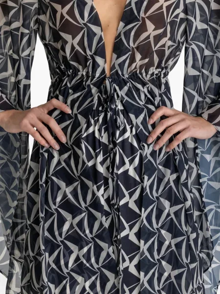 Top Diarrablu z nadrukiem z dekoltem w serek niebieski