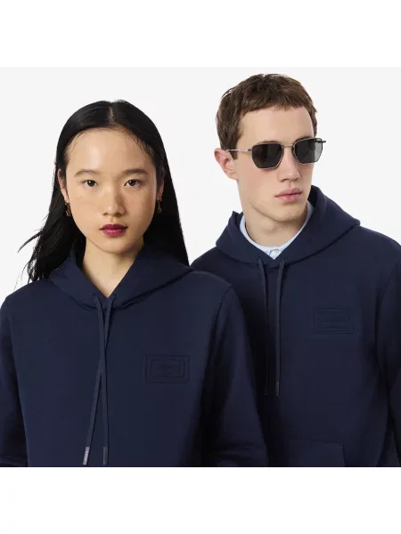 Lacoste Bluza Z Kapturem Z Tłoczonym Logo szary