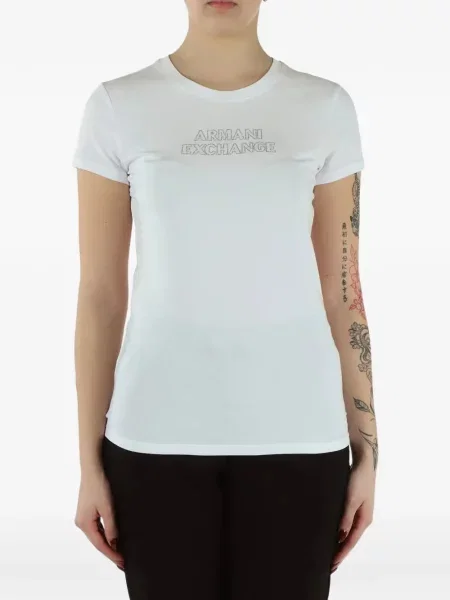 Scurt tricou Armani Exchange cu imagine alb