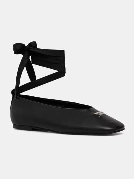 Balerini Tommy Jeans Tjw Ballerina With Laces negru