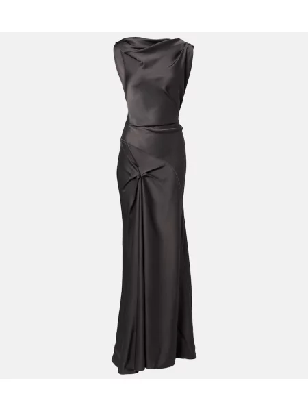 Rochie Victoria Beckham din satin drapată gri